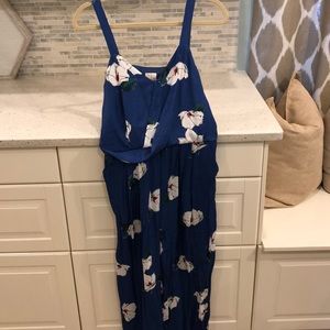 Worn 1x blue/floral cropped jumpsuit